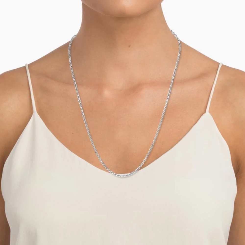 Silver Plated Cable Chain Necklace New 24in